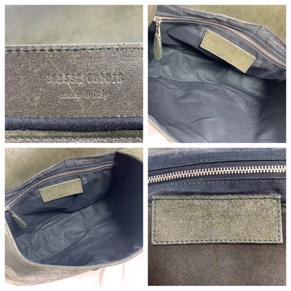 Genuine BALENCIAGA  Saddle work bag distressed dark green suede purse - Picture 16 of 16